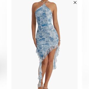 Mistress Rocks Floral Asymmetric Ruffle Mini Dress